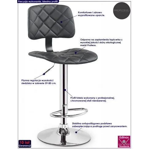 Fotografia Pikowany hoker obrotowy Gursel - czarny z kategorii Hokery