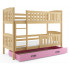 Dwuosobowe łóżko dla dzieci z różową szufladą Celinda