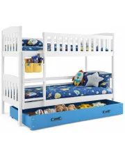 Łóżko piętrowe z niebieską szufladą 90x190 - Tello 2X w sklepie Edinos.pl