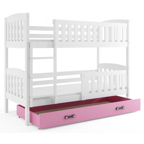 Białe łóżko z różową szufladą Elize 2X