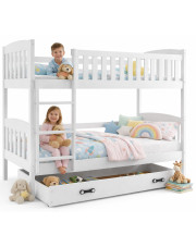 Białe piętrowe wspólne łóżko dla rodzeństwa z szufladą 90x200 - Tello 3X w sklepie Edinos.pl