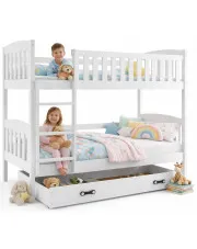 Białe piętrowe wspólne łóżko dla rodzeństwa z szufladą 90x200 - Tello 3X w sklepie Edinos.pl