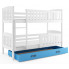 Białe łóżko z niebieską szufladą Elize 3X