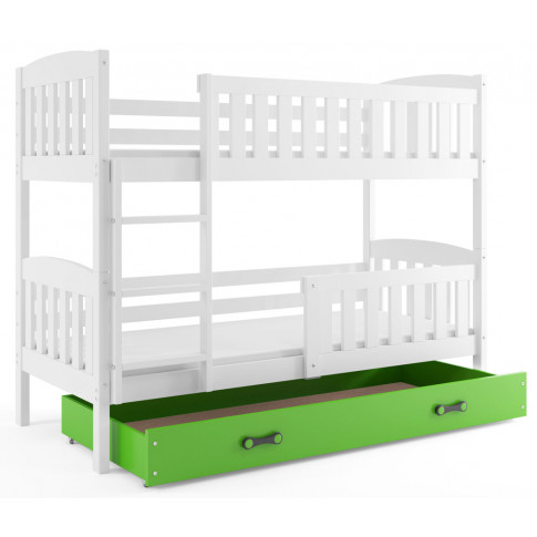 Białe łóżko z zieloną szufladą Elize 3X