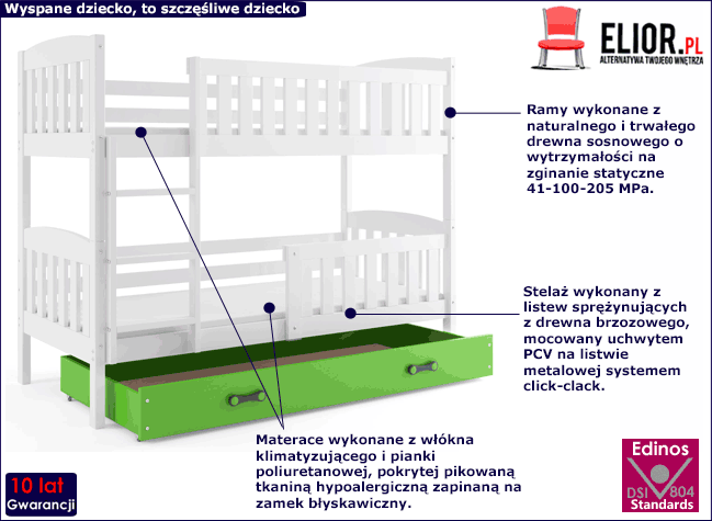 Białe łóżko dziecięce Elize 3X