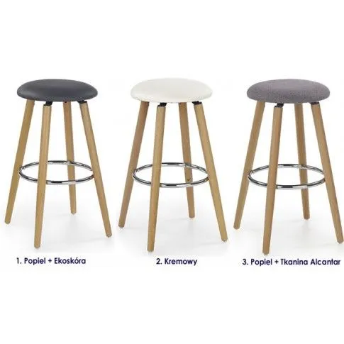 Zdjęcie kremowy drewniany hoker okrągły Alaia | Edinos.pl