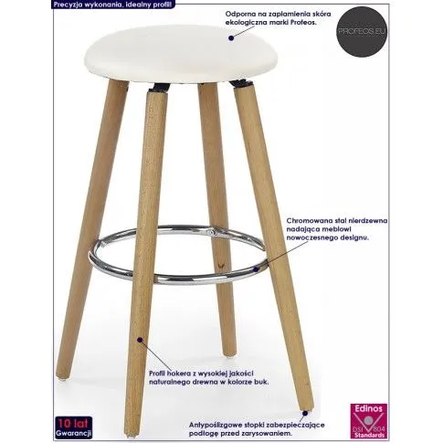 Fotografia Drewniany hoker okrągły Alaia - kremowy z kategorii Hokery