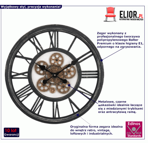 Retro zegar Zaggo antracytowy