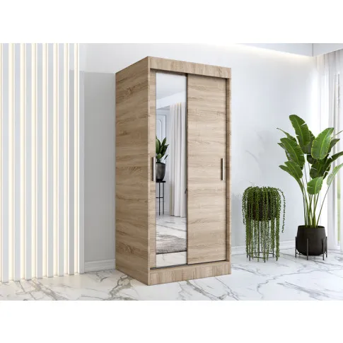 Wizualizacja aranżacji szafy przesuwnej w kolorze dąb sonoma Lenora 2X