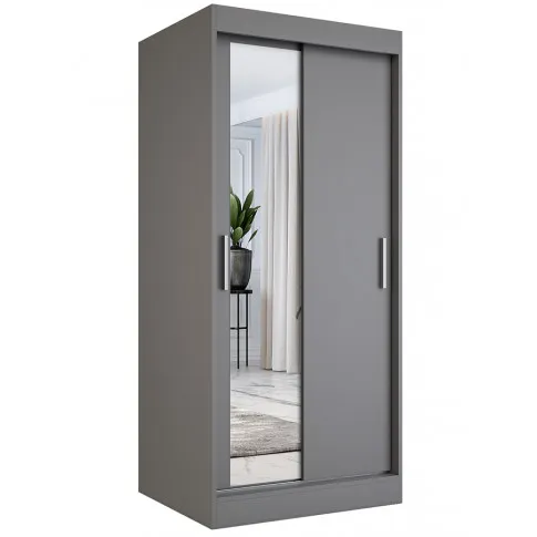 Antracytowa szafa przesuwna z lustrem Lenora 2X