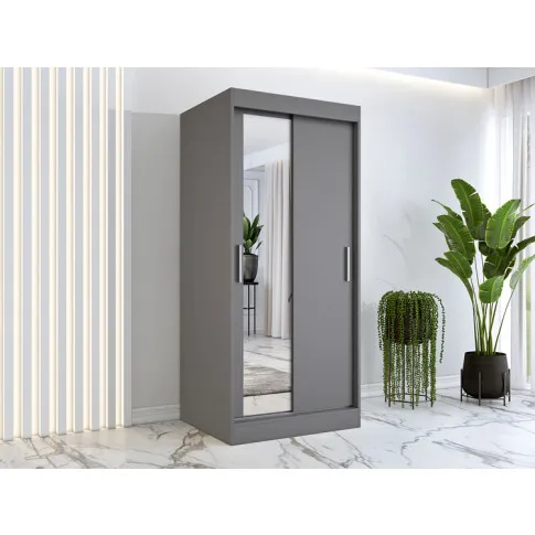 Wizualizacja aranżacji szafy przesuwnej w kolorze antracytowym Lenora 2X