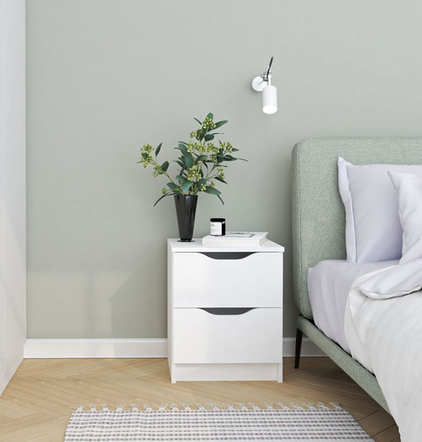 Biały nowoczesny stolik nocny do sypialni Rusell 2X