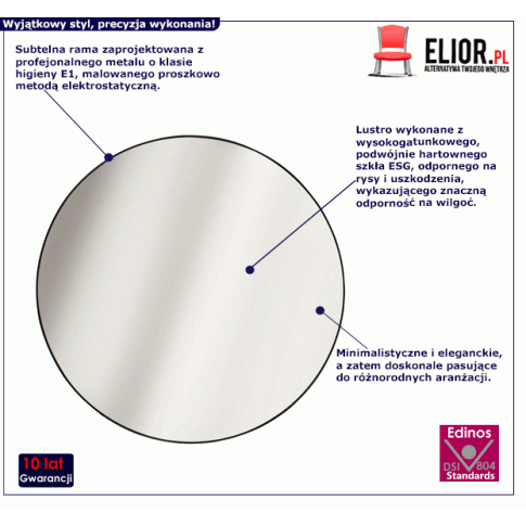 Czarne lustro Osso minimalistyczne