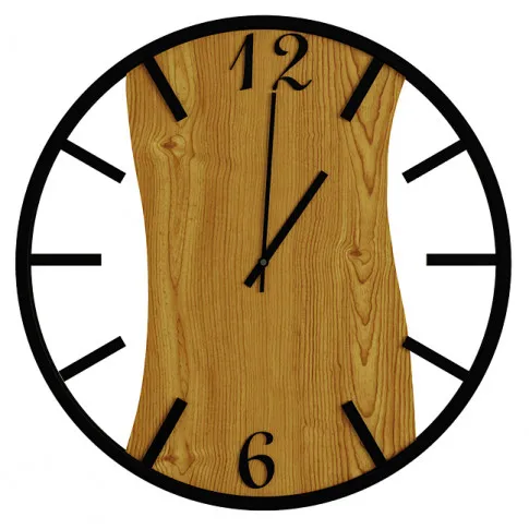 Nowoczesny zegar ścienny z sosny w kolorze dębu Solaris