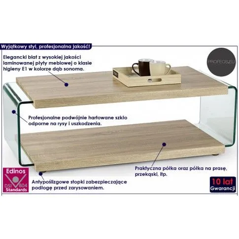 Fotografia Szklana ława Pasadena - dąb sonoma z kategorii Ławy i stoliki