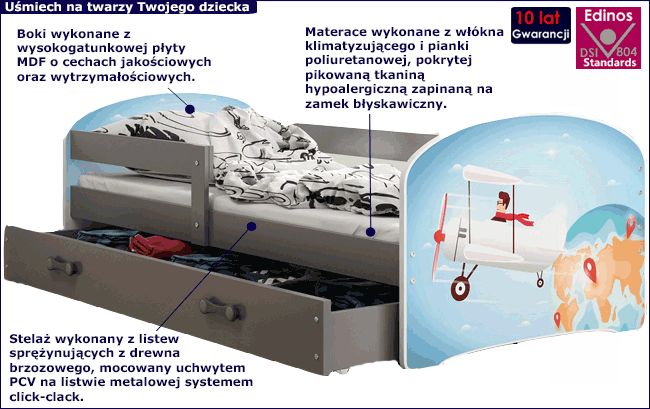 Łóżeczko pojedyncze dla dziecka Delmo