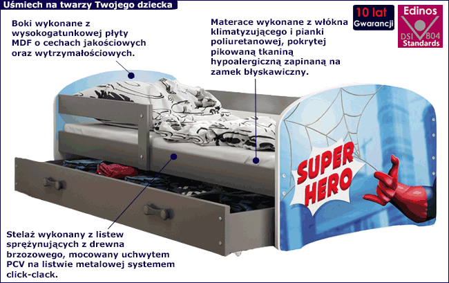 Łóżeczko pojedyncze dla dziecka Delmo