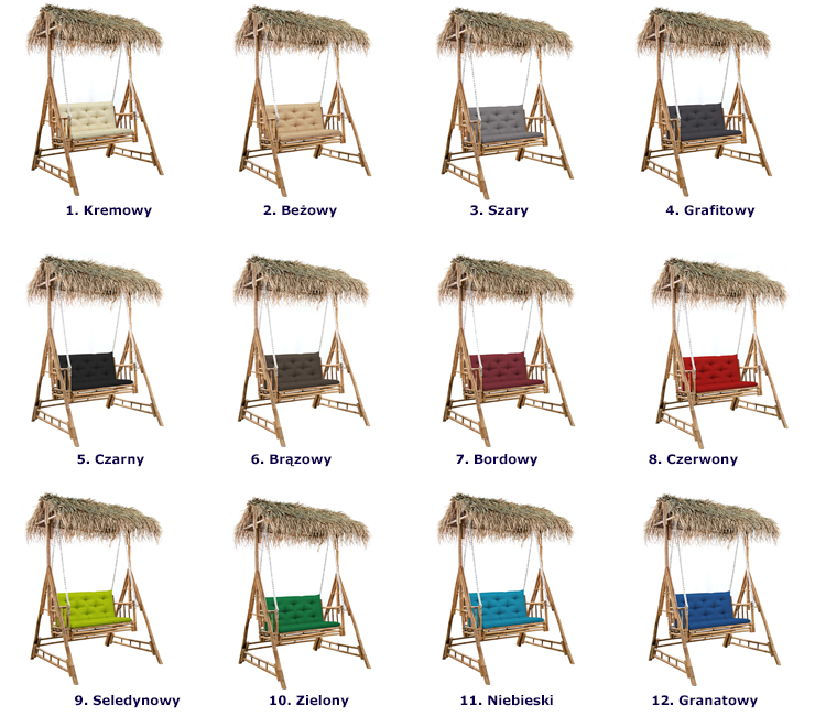 Wybór kolorów siedziska huśtawki bambusowej Parano