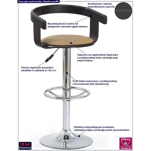 Fotografia Hoker obrotowy z oparciem Beiner - wenge z kategorii Hokery