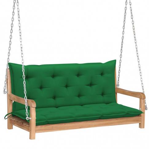 Drewniana huśtawka z zieloną poduszką Paloma 2X