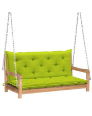 Drewniana huśtawka z jasnozieloną poduszką - Paloma 2X