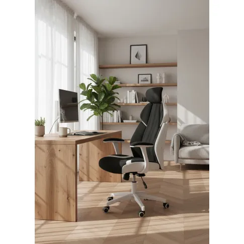 Fotografia Czarny biurowy fotel obrotowy z regulowanym zagłówkiem - Goldi z kategorii Fotele obrotowe