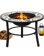 Okrągłe zielone dekoracyjne palenisko ogrodowe - Avor w sklepie Edinos.pl