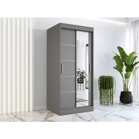 Wizualizacja aranżacji  z antracytową szafą przesuwną Lorenza 2X