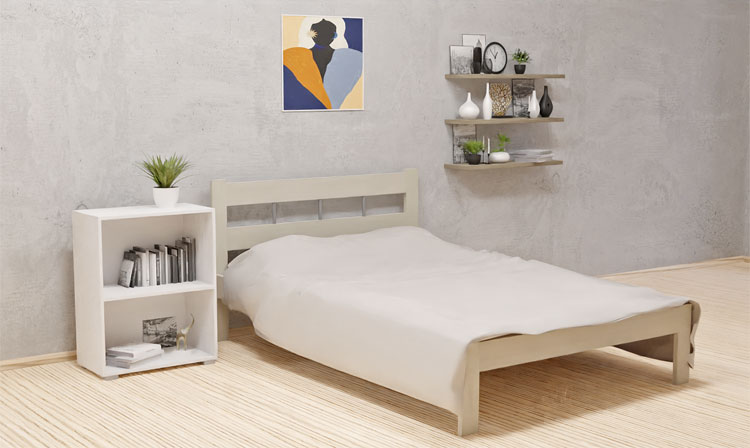 Skandynawskie białe jednoosobowe łóżko Kertis