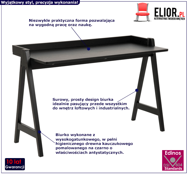 Drewniane biurko Rostin - loftowe