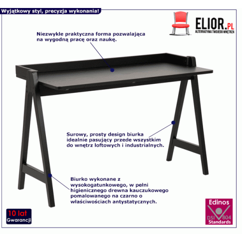 Drewniane biurko Vinti czarne