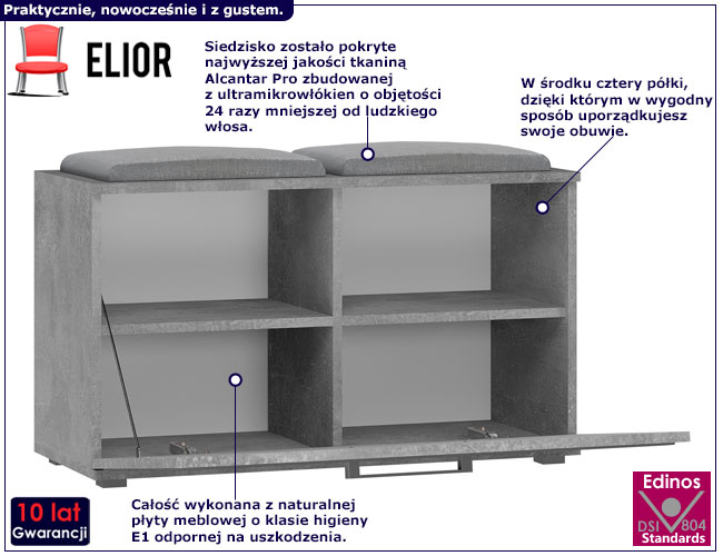 Szafka na buty w kolorze szarym