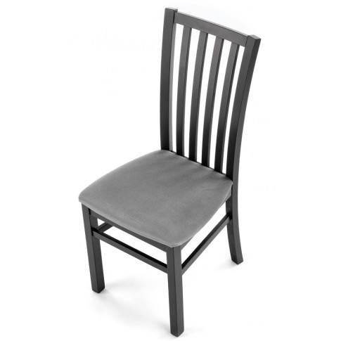 Czarne bukowe krzesło z popielatą tapicerką Billy