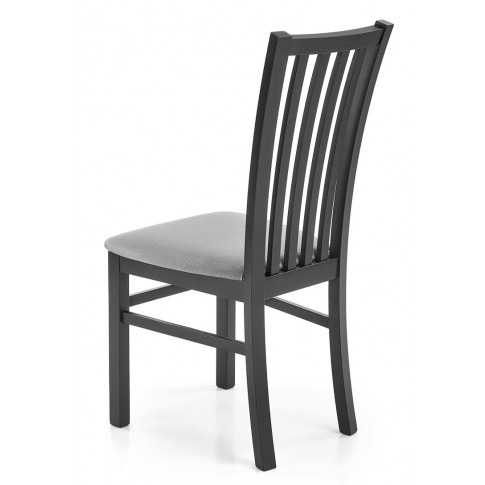 Drewniane czarne krzesło z popielatą tapicerką Billy