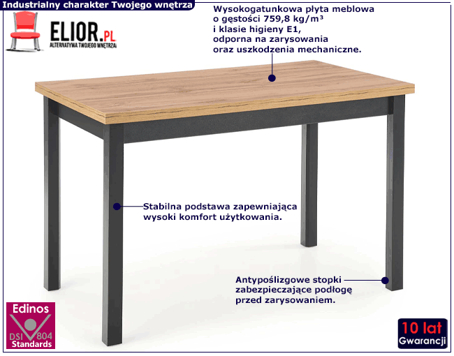 Oryginalny stół w stylu loftowym Dalina