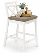 Białe skandynawskie tapicerowane krzesło barowe do wyspy - Ravix w sklepie Edinos.pl