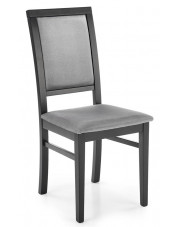 Czarne bukowe krzesło z popielatą tapicerką - Prince w sklepie Edinos.pl