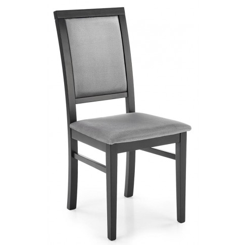 Czarne bukowe krzesło z popielatą tapicerką Prince