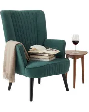 Zielony welwetowy fotel wypoczynkowy - Estan w sklepie Edinos.pl
