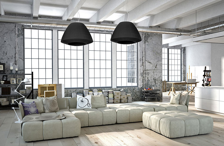 Czarny nowoczesny żyrandol z plisowanym abażurem EXX223-Vente