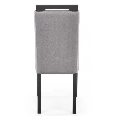 Czarne drewniane krzesło z popielatą tapicerką Tridin