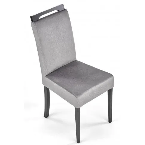 Drewniane tapicerowane krzesło z popielatym oparciem i siedziskiem Tridin