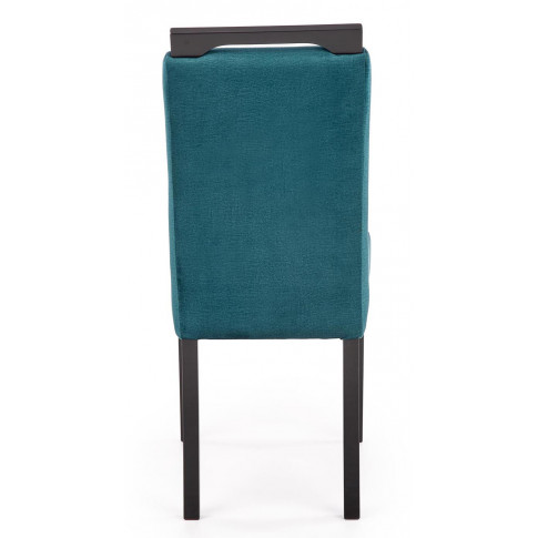 Czarne drewniane krzesło z zieloną tapicerką Tridin