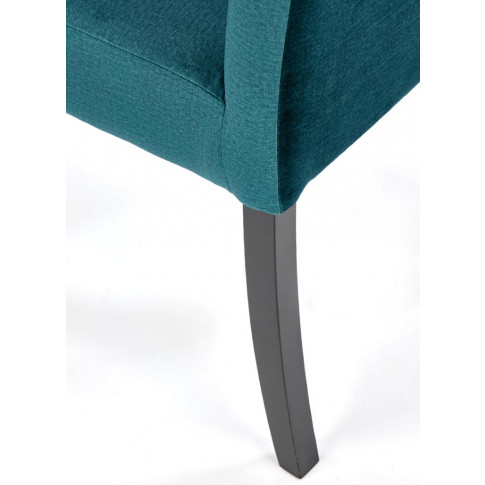 Drewniane krzesło z zieloną tapicerką Tridin