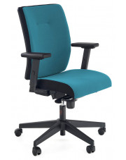 Niebieski tapicerowany fotel biurowy - Revex w sklepie Edinos.pl