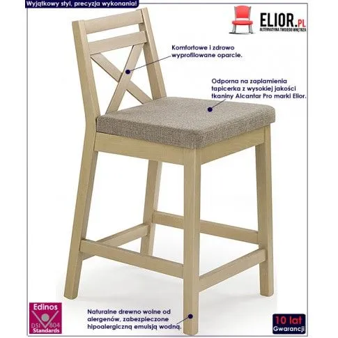 Fotografia Drewniane skandynawskie krzesło barowe dąb sonoma - Ravix z kategorii Krzesła drewniane