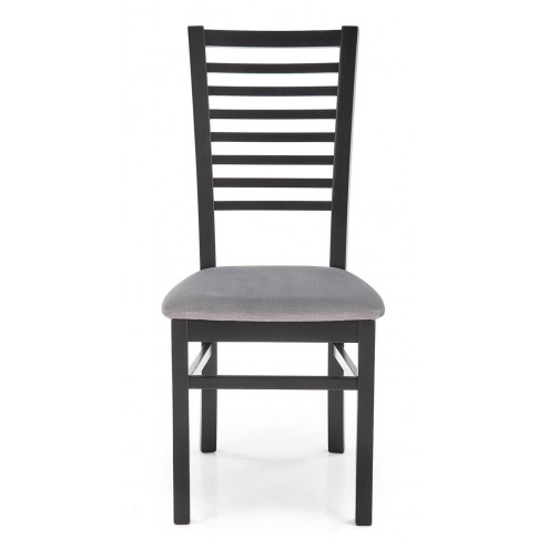 Czarne bukowe krzesło z popielatą tapicerką Gizmo