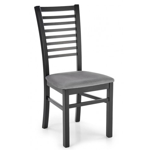 Czarne drewniane krzesło z popielatym siedziskiem Gizmo