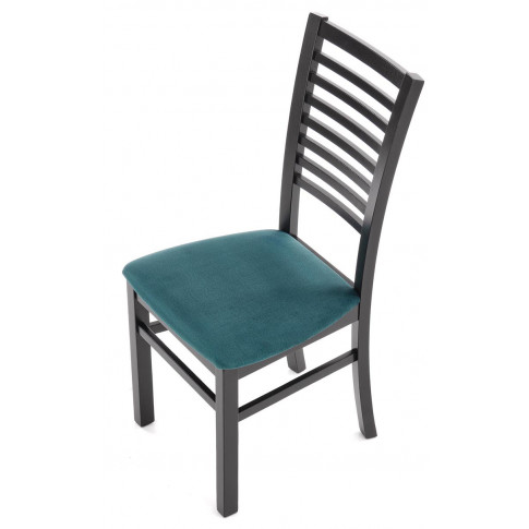 Bukowe krzesło z zieloną tapicerką Gizmo