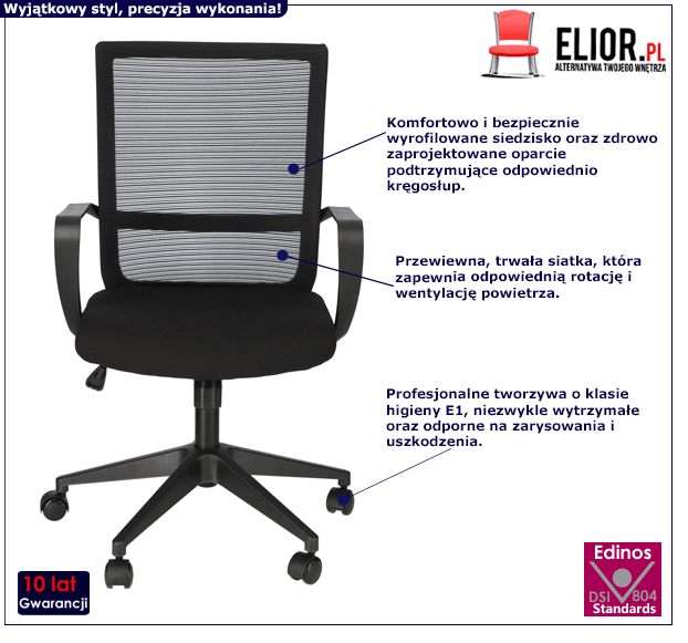 Funkcjonalny fotel do gabinetu Cosiro - czarny